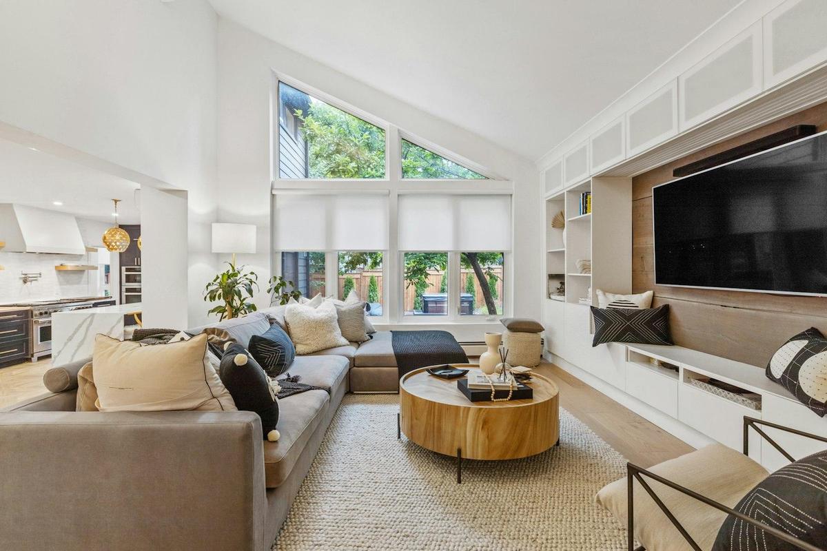 Open living room with large windows